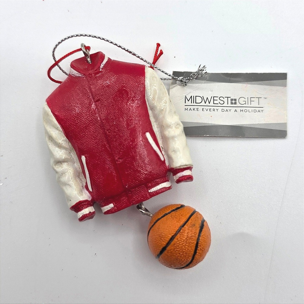 Midwest Gift Red &‎ White Varsity Letterman Basketball Jacket Ornament Ganz
